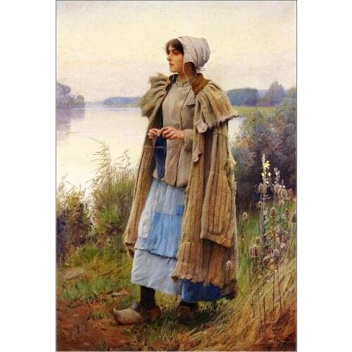 Knitting in the Fields - Counted Cross Stitch Kits - DMC Color DIY Handmade Needlework for Embroidery 14 ct Cross Stitch Sets