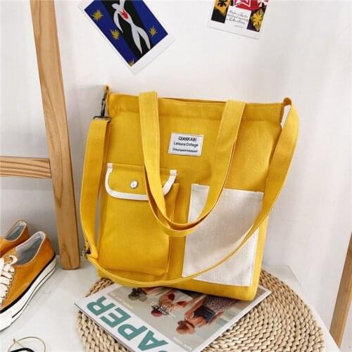 Women Corduroy Zipper Shoulder Bag Cotton Canvas Handbag Casual Tote Female Crossbody Bag Ladies Messenger Bags Student Purse