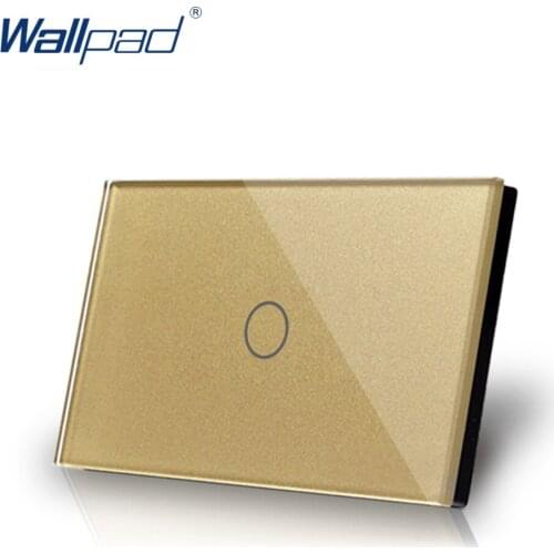 1 Gang 2 Way US/AU Standard Wallpad Gold Crystal Glass Panel Touch Screen On/ Off Electrical Light Switch Double Control Switch