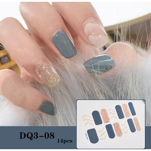 1Sheet Glitter Gradient Nail Stickers Summer Nail Art Decoration Full Cover Beauty Manicure DIY Self-Adhesive Nail Collections