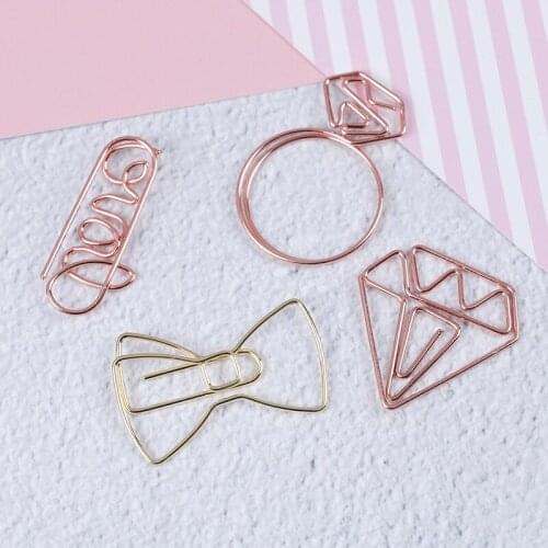1pc Lovely Cartoon Bookmark Paper Needle Rose Gold Paper Needle Simple Metal Modeling School Student Bookmark Clip