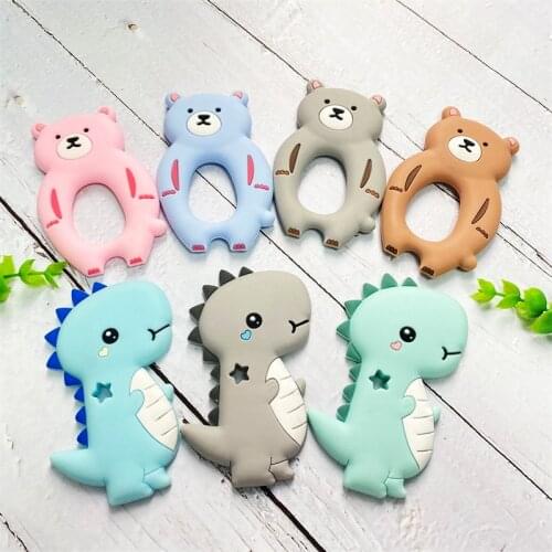 1PCS Silicone Teether Cartoon Animal BPA Free Rodent Teeth Necklace Food Grade Baby Chew Toy