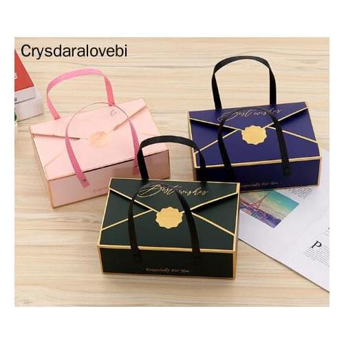 10Pcs/lot Envelop Paper Rope Box For DIY Gift Cookies Packaging Baby Shower Birthday Event Decoration Protable Favor