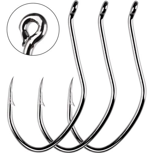 100pcs High Carbon Steel Fishing Hooks Black Offset Wide Gap Bait Fishhooks Size10#-6/0 Sea Circle Fishing Hook Accessories