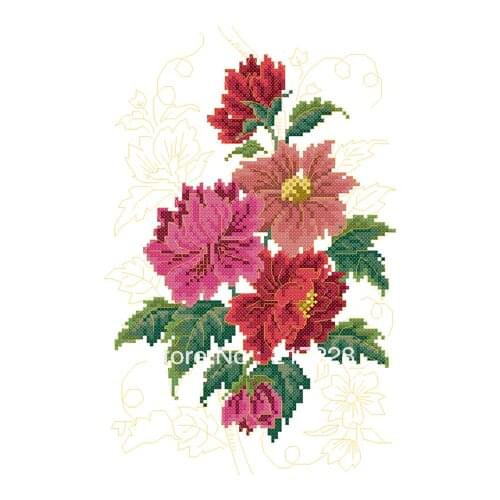 14CT Cross Stitches Blooming Peony flower 25*33cm FREE shipping CS-008FL-A