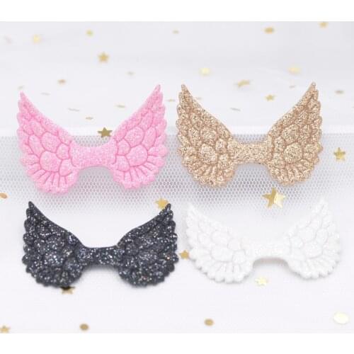 20Pcs 46*32mm Glitter Powders Angel Wing Appliques Colorful Cupid Wing Fairy Wing for DIY Clothes Hat Headwear Decor Patches S99