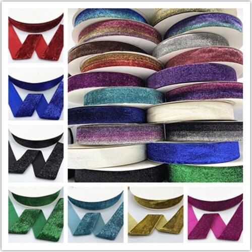 3yaeds 38mm Glitter Velvet Ribbon No Elastic Single Face Ribbon Headband Clips Bow Decoration
