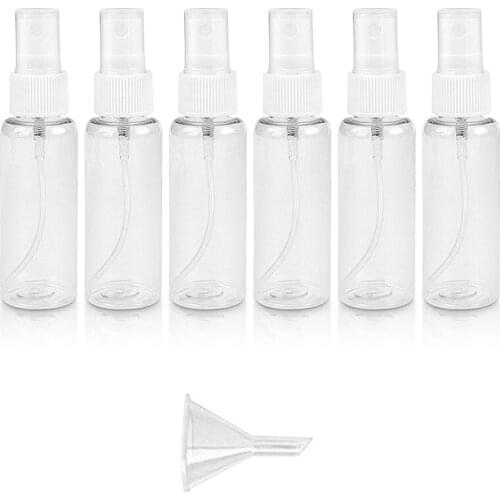 8PCS 50Ml Empty Water Bottle PET Transparent Travel Spray Bottles Portable Mini Bottle with Quick Filling Funnel