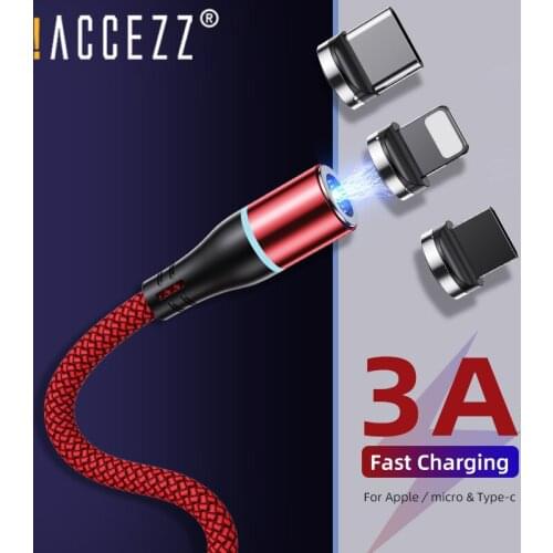 !ACCEZZ 3A Magnetic Cable Fast Charging Data Cable Micro USB Type C For iPhone 11 Pro Max Samsung Xiaomi 9 ipad Charge Cord Wire