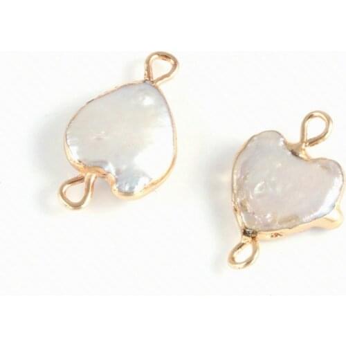 Natural Irregular Shape Shell Pearl Double Hole Connector Diy Accessories for Jewelry Making Components