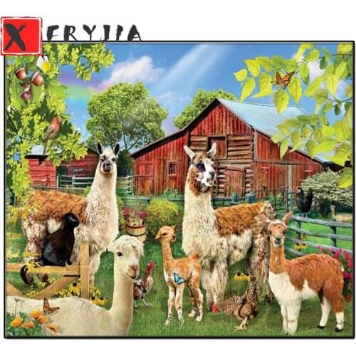 Diamond Painting Farm landscape alpacas Kit Diamond Embroidery Full Square round drill Beaded DIY Rhinestones Art Decor For Home