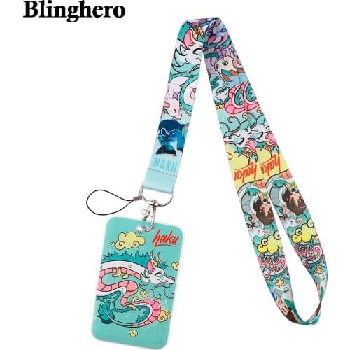 CB455 Anime White Dragon Lanyard Card ID Holder Car KeyChain ID Card Passport Gym Phone Badge Kids Key Ring Holder Jewelry