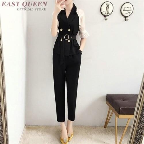 Summer Pants And Top Two Piece Set Double Breasted Casual Office Work Wear Sexy Business Suits Vintage Outfits For Women DD2294