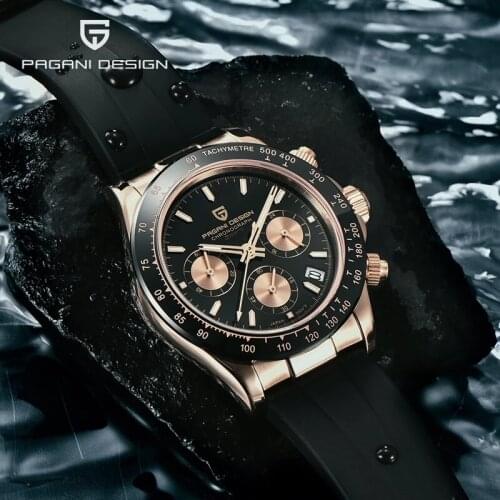 PAGANI Design 40MM Mens Quartz Watches Top Brand Luxury Watches Business Mens Rubber Strap Waterproof Wristwatches Chronograph