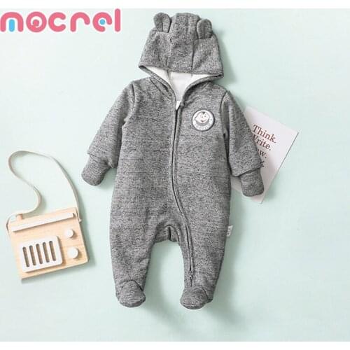 Newborn New Winter Baby Colored Cotton Double Cotton Clothing Baby Wrap Feet To Climb Clothes Jumpsuits Toddler Footies Clothes
