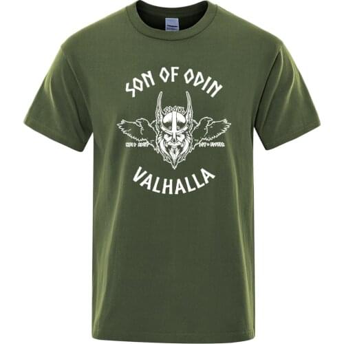 New Son of Odin Valhalla T Shirt Gott Vikings Wikinger Men Black T-Shirt Summer Cotton Mens High Quality Tops Hipster Tee Shirt