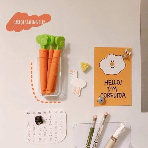 Carrot Food Sealing Clip Snack Clip Plastic Sealing Bag Clip Sealing Clip Cute Refrigerator Magnet Magnetic Sticker Boxed