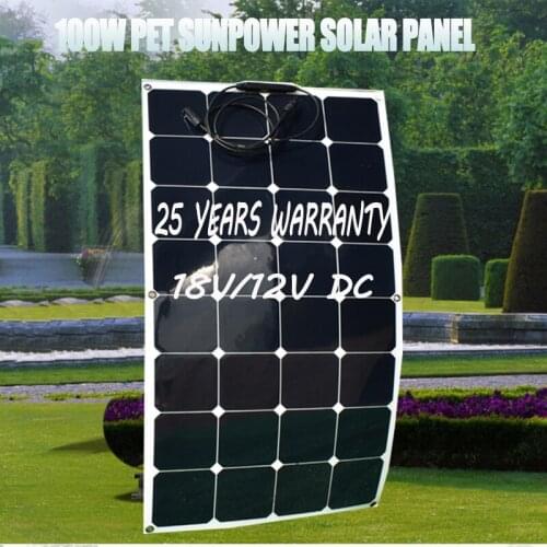 US Cell Sunpower Flexible Solar Panel 100w, 23% charging efficiency for 12v 18v battrey charge
