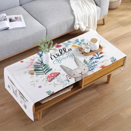 Proud Rose Cotton Linen Rectangular Tablecloth TV Cabinet Tea Table Cover Towel with Storage Bag Cartoon Table Cloth