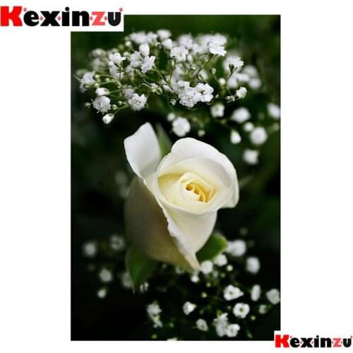 Kexinzu 5d diy Diamond Painting kit White Flower Cross stitch Diamond Embroidery DIY 5D Diamond Mosaic decoration gift