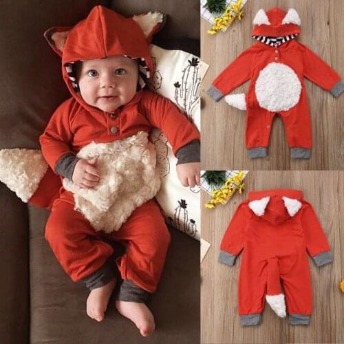 Infants Baby Boy and Girl Wear Fox Style Cartoon Long Sleeve Rompers