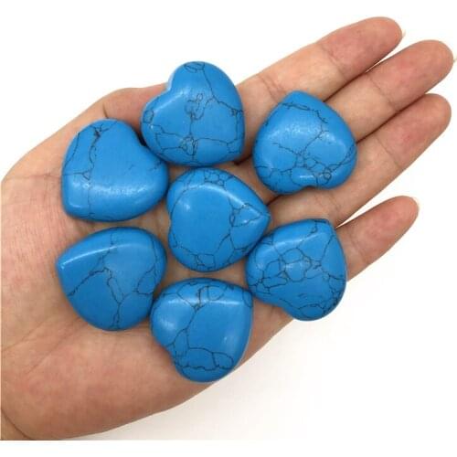 Beautiful 1/2pcs Lovely Blue Turquoise Heart Shaped Crystal Gemstone Healing Chakra Polished Decorative Quartz Crystals