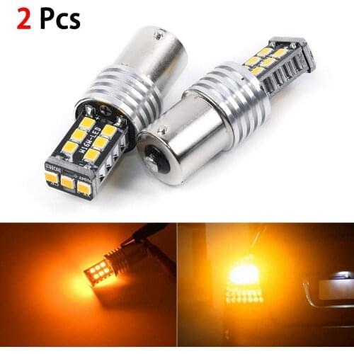 2Pcs Amber Orange 1156 P21W 3157 BA15S 15SMD 2835 Car Tail Turn Signal Brake Light Fog Reverse Signal Bulb Lamp Parking Lights