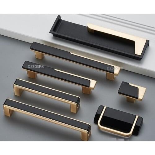 Copper Black Cabinet Kitchen Pull Mirror Cupboard Drawer Hardware Dresser Door Handle European Fashion Zinc Alloy