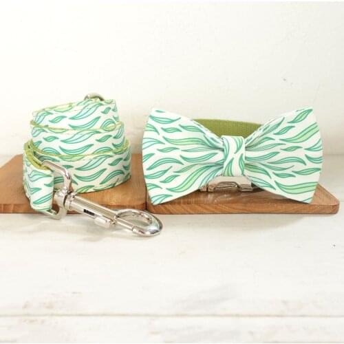 Pet Collars for Dogs Personalized High Quality Luxury Dog Collar and Leash Set Cotton Printing Durable Bow Tie Dog Collar Leads