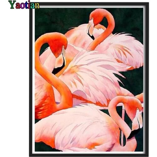 Full Square Diamond Painting Pink Flamingo Animal Cross Stitch Sale 5D DIY Diamond Embroidery Mosaic Handmade Gift Art