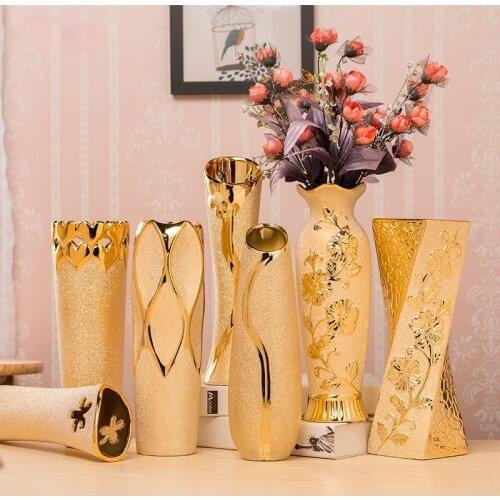 Luxury European gilt ceramic vase home decoration creative design