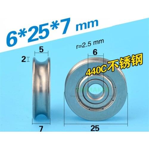 SWMAKER 6*25*7mm U type groove pulley wheel groove stainless steel wire rope pulley wheel bearing go waterproof rust roller