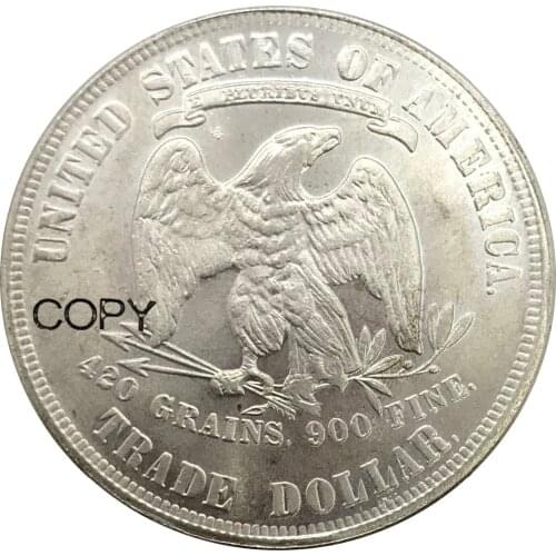 United States of America Seated Liberty 1 One Dollar Trade Dollars 1879 Cupronickel Silver Plated Copy Coins