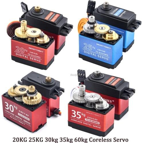 Waterproof 180/270 / 360 Degree 20KG 25KG 30kg 35kg Large Torque Digital Coreless Servo Aluminium Metal Gears 25T Arm For RC Car