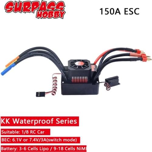 SURPASSHOBBY KK Waterproof 150A ESC Electric Speed Controller for RC 1/8 RC Car 4076 4068 Brushless Motor