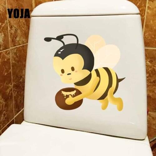 YOJA 22.1X20.9CM Modern Art Living Room Home Decor Wall Sticker Toilet Decal Cartoon Little Bee T5-0812