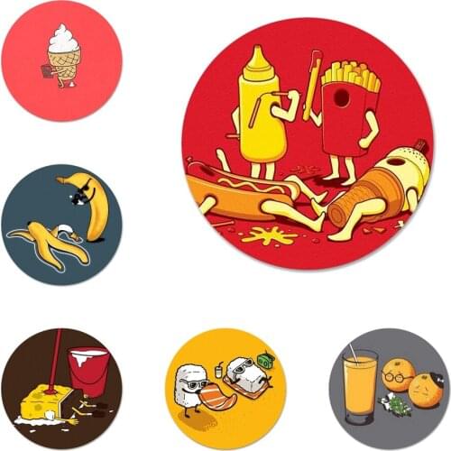 Funny Food Icons Pins Badge Decoration Brooches Metal Badges For Clothes Backpack Decoration 58mm
