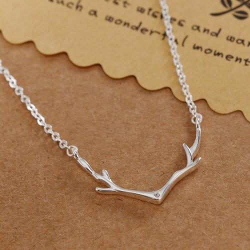 REETI New Arrivals real 925 Sterling Silver Crystal antlers Necklaces Pendant Hot Sale Pure Silver Jewelry for Women