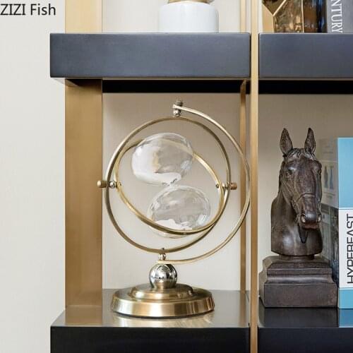 Creative Nordic Gold metal globe Hourglass Decorative ornaments Modern home living room desktop Crafts decoration Timer figurine