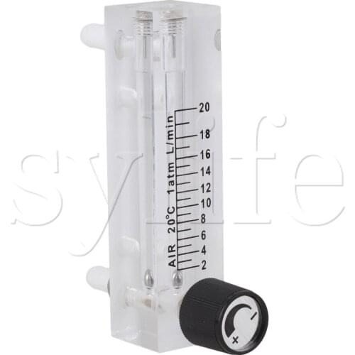 100mm x 74mm x 25mm Adjustable 2-20LPM LZQ-6 Acrylic Flow Meter for Oxygen Air Gas with Control Valve