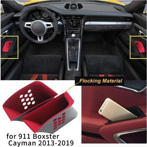 2Pcs Red Door Armrest Organizer Storage Box For-Porsche 911 Boxster Cayman 2013-2019