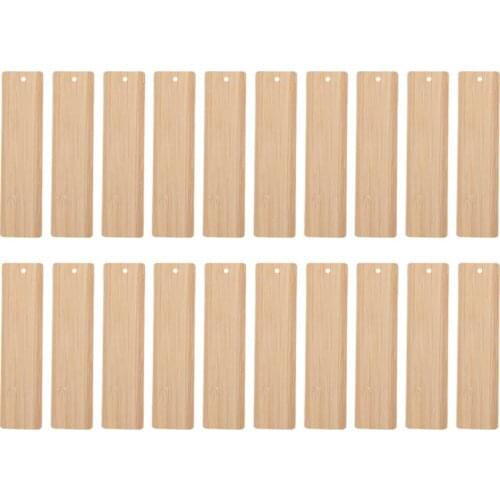 20pcs Wood Blank Bookmarks DIY Wooden Craft Bookmark Unfinished Wood Tag Carved Bamboo And Wood DIY Blank Bookmark