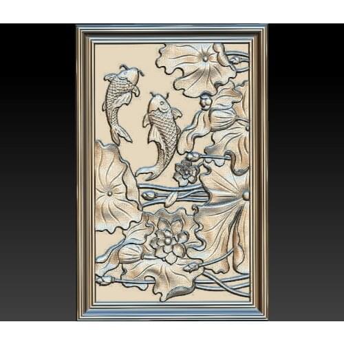 3D STL Model Fish Lotus for CNC Router 3D Printer Artcam Aspire Bas Relief