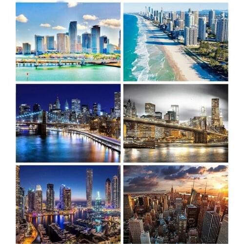 5d Diamant Borduurwerk Kruissteek Brug Avond Diamant Schilderij Vol Plein Mozaïek Stad Gebouwen Landschap Home Decor