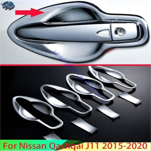 For Nissan Qashqai J11 2015 2016 2017 ABS Chrome Door Handle Bowl Cover Cup Cavity Trim Insert Catch Molding Garnish