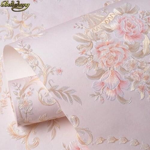Beibehang Warm self-adhesive European pastoral thick waterproof non-woven bedroom wallpaper living room TV background wall stick