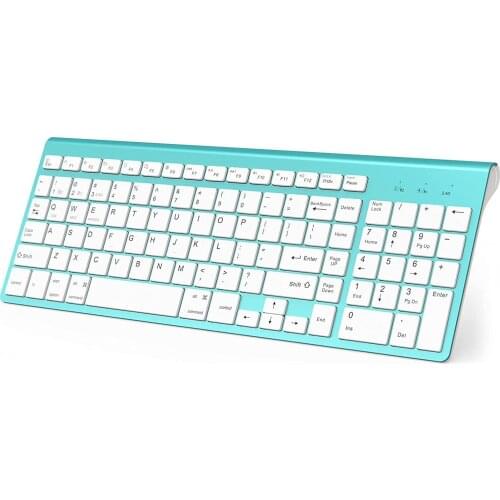 Bluetooth Keyboard-Compatible With Windows And MacOS Wireless Bluetooth Keyboard (Standard QWERTY Keyboard)-Silver-Blue-Pink