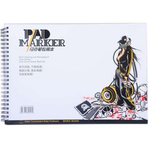 34 Sheet A3/A4/A5 Professional Marker Paper Spiral Sketch Notepad Book Painting Drawing Supplies