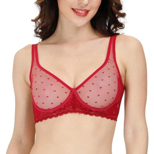 YBCG Minimizer Bra Lace Lingerie Unlined See Through Bras for Women Breathable Soft Underwire Brassiere Plus Size Bralette