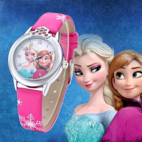 New Princess Kids Watches For Girls Leather Strap Cute Childrens Cartoon Wristwatches Gifts for Boys Student Clock Dropshipping